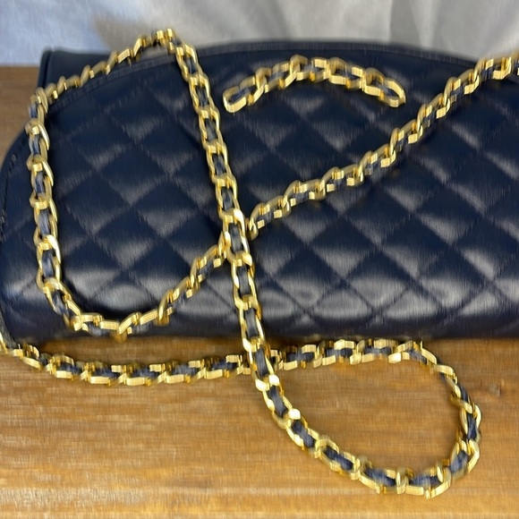 Vanessa Navy Quilted Braided Foldover Shoulder Bag - Picture 5 of 9